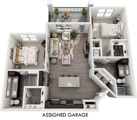 a 2 bedroom house plan with a 1122 square foot