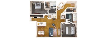 a floor plan of a house with a bedroom and a living room