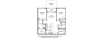 a floor plan of a house with a kitchen and a living room