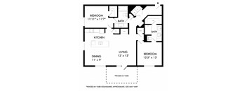 A black and white image of a house floor plan with a fenced-in yard.