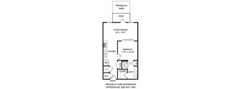 a floor plan of a small house with a garage