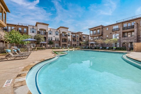 the swimming pool at the preserve at polo terrace apartments