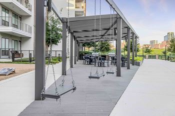 Courtyard Grilling and Picnic Area with Swings