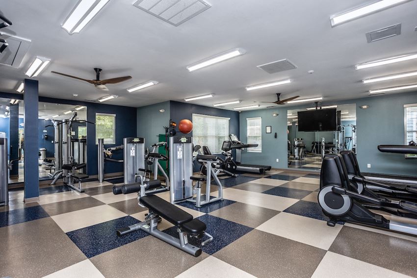 a large fitness room with weights and cardio equipment - Photo Gallery