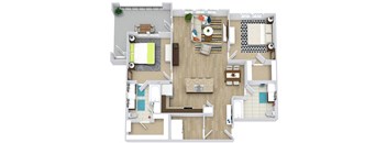 bedroom floor plan an open concept living space with a fireplace and a balcony