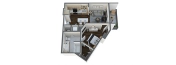 3d floor plan of a 2100 sq ft apartment