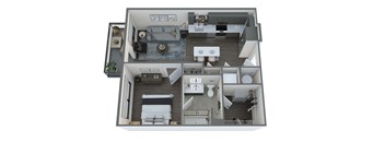 a 3d floor plan of a 2100 sq ft apartment
