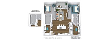2 bedroom floor plan  the residences at