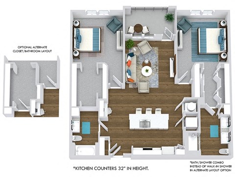 2 bedroom floor plan  the residences at
