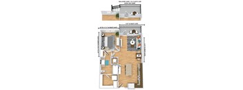 a floor plan of a house with a bedroom and a living room