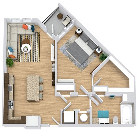 a floor plan of a house with a bedroom and a living room