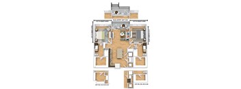 a floor plan of a house with a bedroom and a living room