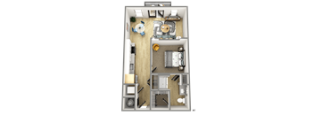a floor plan of a one bedroom apartment