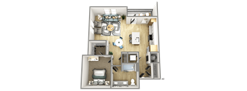 a floor plan of a 1 bedroom apartment