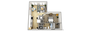 a floor plan of a one bedroom apartment