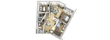 a 3d floor plan of a house