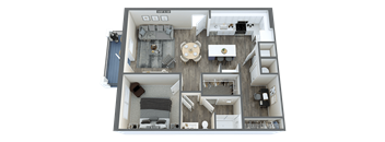 a 3d floor plan of a 2100 sq ft house