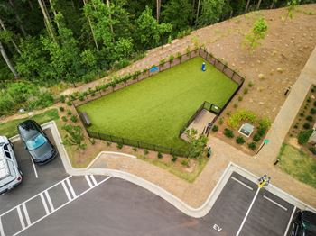 arial view of the parking lot and agility course