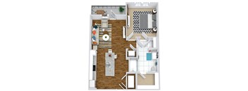 a bedroom floor plan with a bathroom and a living room