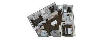 a3 floor plan  1 bedroom with 2 baths  1192 square feet