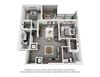 The Ohio 2 bedroom floorplan. L-shaped kitchen overlooking dining and living area. bedrooms on opposite sides of the apartment. Walk-in closets. 2 bathrooms. W/D in kitchen area.