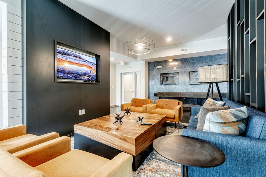 Resident Lounge with Shuffleboard and Kitchenette