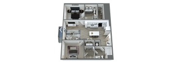a 3d floor plan of a house