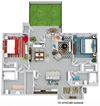 Nelson with garage and yard 3D 2 bedroom apartment. Kitchen with island open to living & dining rooms. 2 full bathrooms. Walk-in closet in both bedrooms. Patio with Fenced-in Yard