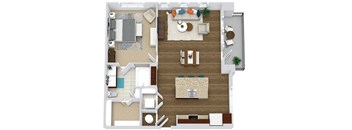 The Dorsett. 1 bedroom apartment. Kitchen with bartop open to living/dinning rooms. 1 full bathroom. Walk-in closet. Patio/balcony.