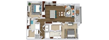 The Howley + Yard. 2 bedroom apartment. Kitchen with island open to living/dinning room. 2 full bathrooms, double vanity in master. Walk-in closets. Patio/balcony open to fenced in yard.