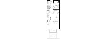 a floor plan of a small house with a bedroom and a bathroom