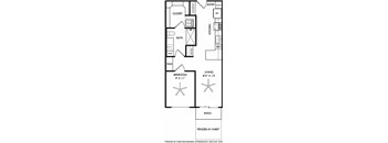 a floor plan of a small house with a kitchen and a living room
