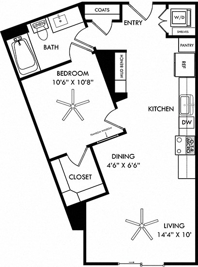 a floor plan of a small house with a kitchen and a living room