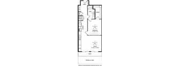a floor plan of a small house with a kitchen and a living room