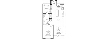 a floor plan of a small house with a kitchen and a living room
