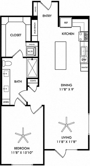 a floor plan of a small house with a kitchen and a living room