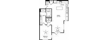a floor plan of a house with a kitchen and a living room