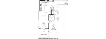 a floor plan of a house with a bedroom and a living room