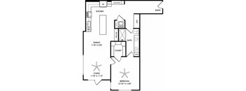 a floor plan of a house with a bedroom and a living room