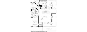 a floor plan of a house with a bedroom and a living room