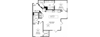 a floor plan of a house with bedrooms and a living room