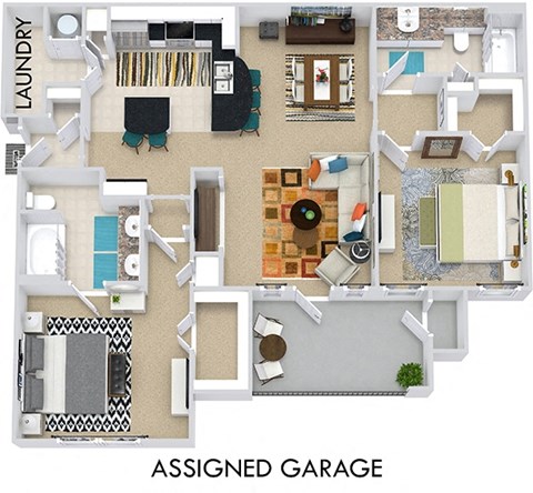 a floor plan of a house with bedrooms and a living room