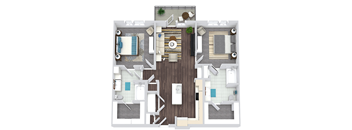 a 3d drawing of a floor plan with a bedroom and a bathroom