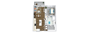 a floor plan of a bedroom with a bathroom and a living room