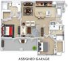 The Barcelona with Assigned Garage Barcelona with Assigned garage 3D. 2 bedroom apartment. Kitchen with bartop open to living room. 2 full bathrooms, double vanities. Walk-in closets. Patio/balcony. External storage.