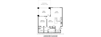 A black and white diagram of a house layout with optional fenced-in yard.