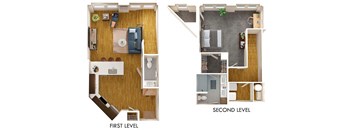 a floor plan of a house with a bedroom and a living room