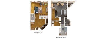 a floor plan of a room with a bedroom and a living room