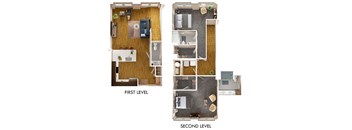 a floor plan of a house with a bedroom and a living room