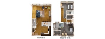 a floor plan of a house with a bedroom and a living room